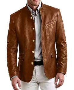 Chaqueta de cuero de lujo para hombre con cierre de cremallera y estilo bomber urbano - Product Image 2