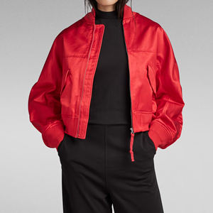 Chaqueta Bomber Corta para Mujer, Ajuste Ceñido, Cierre Completo, Prenda Exterior Informal, Cuello Acanalado, Manga Larga, Ligera, Estilo Urbano, Chaqueta de Moda - Product Image 3