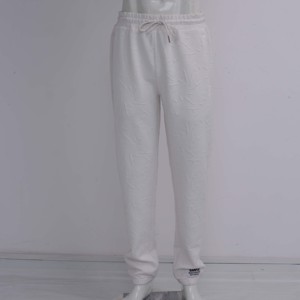 Pantalones Deportivos Blancos de Felpa con Cordón en la Cintura, Corte Regular, Largura hasta el Tobillo, Pantalones Casuales para Mujer, Pantalones de Algodón Tejido para Otoño - Product Image 1