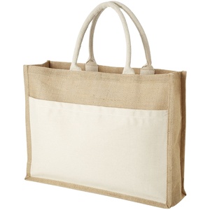 Vente en gros Sac de Shopper en toile de jute uni Grand fourre-tout en toile de jute écologique Sac de plage cadeau réutilisable Sac en jute imprimé personnalisé - Product Image 5