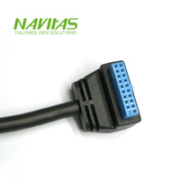 Cable hembra de placa base de 90 grados USB 3,0 20 pines para conexión de panel frontal