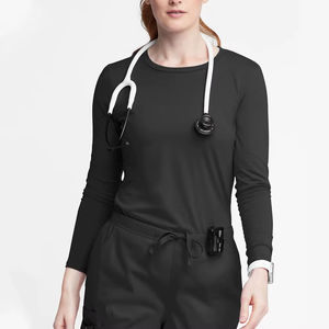 T-shirts à manches longues personnalisés en coton pour femmes, sous-vêtements infirmiers extensibles de couleur unie, doux et confortables - Product Image 2