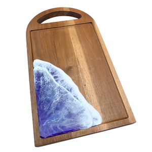 Plateau de service en bois fait main avec design en résine vague océanique, style côtier, vaisselle de cuisine, forme rectangulaire - Product Image 6