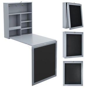 Scrivania per PC in Legno Grigio Moderno, Tavolo Pieghevole da Parete per Laptop, per Ufficio, Scuola, Hotel o Soggiorno - Product Image 2