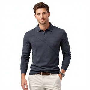 Suéter Polo de Punto Texturizado Refinado – Elegante Tejido Texturizado con Cuello Polo, Perfecto para Uso Casual, Cómodo y Versátil - Product Image 1