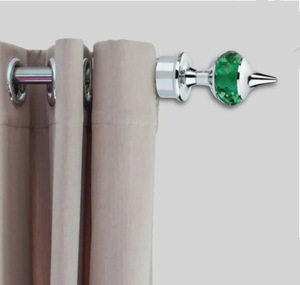 Handmade Single Art Deco <b>Curtains</b> Rod Brackets with Green Neon Crystal Knobs - Product Image 3
