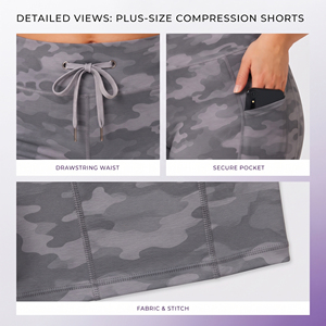 Shorts de Compresión con Estampado de Camuflaje para Mujer, Talla Grande, Cintura con Cordón, Capa Base, Secado Rápido, para Yoga y Fitness - Product Image 6