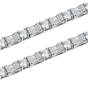 Luxury 925 Silver Moissanite Emerald Cut <b>Statement</b> <b>Necklace</b> Rhodium Plated Unisex Everyday Wear Chain Jewelry - Product Image 4
