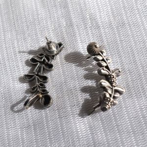 Trending Flower Pattern <b>Cuff</b> <b>Earrings</b> Vintage Silver Look Alike Women's Alloy Jewelry for Women and Girls - Product Image 2