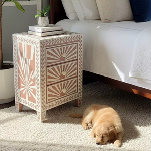 Handmade Bone Inlay Art Deco Design Movable <b>Round</b> Black <b>White</b> Coffee <b>Table</b> for Wedding Decor - Product Image 1