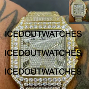 นาฬิกาหรูทรงสี่เหลี่ยมประดับเพชรโมอิสซาไนต์ VVS กันน้ำสำหรับผู้ชาย - Product Image 1