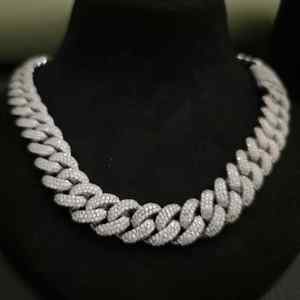 Cadena cubana de moissanita con incrustaciones de diamantes, estilo moderno, para joyería hip hop, en plata de ley 925, cadena cubana de 16 mm - Product Image 1