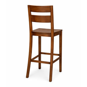 Sturdy Solid Teak Wood High-Quality <b>Outdoor</b> Classic <b>Bar</b> <b>Stool</b> Chair with Ergonomic Slat Backrest for Patio Garden Cafe Furniture - Product Image 1