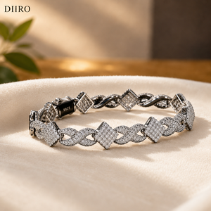 925 Sterling <b>Silver</b> Geometric Chain <b>Bracelet</b> Brilliant Round Diamond Trendy <b>Bracelets</b> Moissanite Everyday Wear Unisex Jewelry - Product Image 6