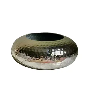 وعاء من النيكل المعدني عالي الجودة الأفضل مبيعاً, وعاء كبير مزين بالفضة على شكل دائري لتزيين المنزل