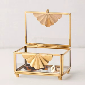 Decorative <b>Storage</b> Metal And Glass Jewelry Box For Keeping Jewelry Accessories Safe And Stylishly Displayed - Product Image 1