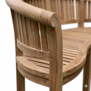 Natural Teak Wood Outdoor Curved Bench Weather Resistant Solid Wood Garden Seat Ergonomic Patio Furniture For Hotel Landscape - Product Image 6