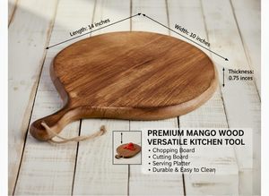 <b>Wooden</b> Round Chopping Board With Handle Kitchen Cutting Block Anti Slip Single <b>Piece</b> - Product Image 5