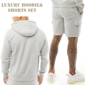Ensemble de survêtement de luxe personnalisé pour homme en molleton technique, short et sweat à capuche décontractés en molleton bouclette 100 % coton de haute qualité - Product Image 6