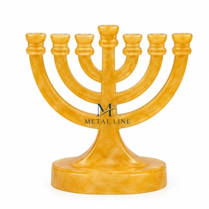 Ménorah en résine à 9 branches avec effet marbre, vente en gros, support de bougies Hanouka personnalisé, cadeau Judaica, centre de table, fournisseur - Product Image 5