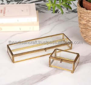 ARTISAN CRAFT Lot de 2 boîtes à bijoux modernes en laiton naturel faites à la main et écologiques de forme rectangulaire - Product Image 2