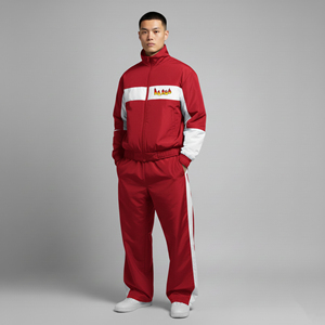 High Quality Custom Made Windproof custom screen Printed logo men's <b>Tracksuit</b> 2 tone Eco-Friendly Regular fit men's 2 piece set - Product Image 1