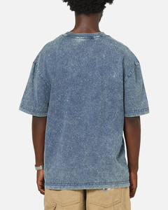 Wholesale <b>Men</b> <b>Blue</b> Acid-Wash Oversized T-Shirt T Shirts Cotton Breathable Short Sleeve Plain Blank Design Low Price OEM Services - Product Image 2