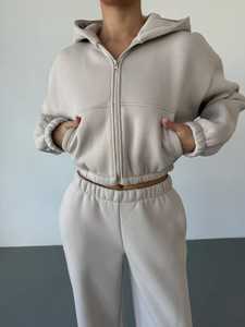 Ensemble de survêtement de luxe unisexe surdimensionné à capuche en coton premium pour le sport et les loisirs – Vente en gros - Product Image 3