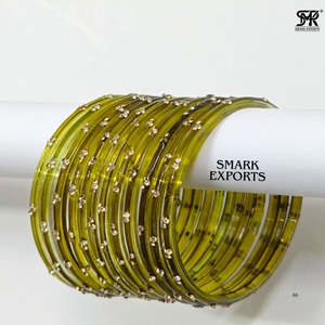 Elegant Kashmiri Glass <b>Bangles</b> Set Gold Stone Studded Indian Traditional Chudi Bridal Jewelry Stylish Women Ethnic <b>Bracelet</b> - Product Image 3