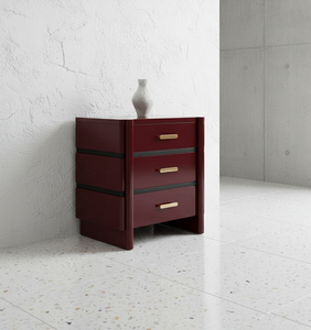 โต๊ะข้างเตียง 3 ลิ้นชัก โครงเตียงสำหรับห้องนอน เฟอร์นิเจอร์ในบ้าน เฟอร์นิเจอร์ไม้ ขายส่งจากโรงงานโดยตรง รับผลิตแบบ OEM ODM ตามสั่ง - Product Image 3