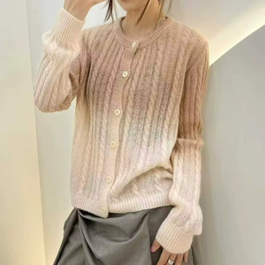 Autumn Winter Korean Solid Color O-Neck Twist Cable Thick Wool <b>Cardigan</b> <b>Sweater</b> Tops Women's Clothing - Product Image 6