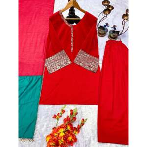 Bel ensemble haut-bas et design Dupatta pour femmes pour les fêtes pour les occasions formelles et décontractées - Product Image 1