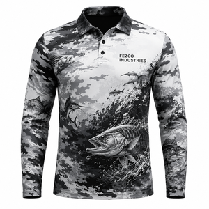 เสื้อโปโลตกปลาสำหรับผู้ใหญ่ UPF50+ แขนยาว เสื้อผ้าตกปลาแบบกำหนดเอง 100% โพลีเอสเตอร์ เสื้อสำหรับตกปลา - Product Image 4