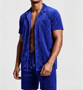 T-Shirt With Short <b>Set</b> Tracksuit For Men 2 Piece Twins <b>Set</b> Button Up Style Joggers Running Workout Summer Wear Breathable - Product Image 2