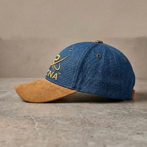 Gorra de Béisbol RIZNA de Mezclilla Twill, 6 Paneles, Ajustable, Unisex, Estilo Casual Vintage, Lavada, con Logotipo Bordado en 3D en el Panel Frontal, Azul, Algodón, Metal - Product Image 2