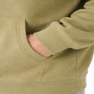Sweat à capuche en molleton uni vert olive pour homme, 100% coton, automne, coupe ample, streetwear décontracté, haute qualité, poche kangourou - Product Image 6