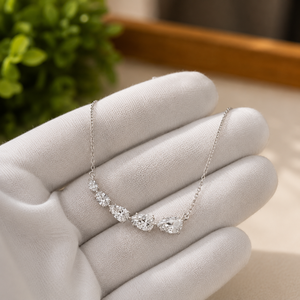 Classic Pear Cut Diamond <b>Necklace</b> 925 Sterling <b>Silver</b> Bridal Moissanite Jewelry for Anniversary <b>Necklace</b> - Product Image 3