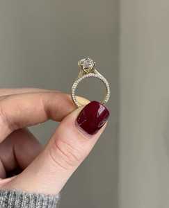 3.02 CT Elongated <b>Cushion</b> Lab Grown Diamond Halo Engagement <b>Ring</b> IGI Certified – Cathedral Setting Eternity Diamond <b>Ring</b> - Product Image 3