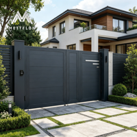 Puerta de Entrada Automática Moderna de Aluminio Personalizada, Puerta Batiente Eléctrica con Motor para Viviendas y Villas