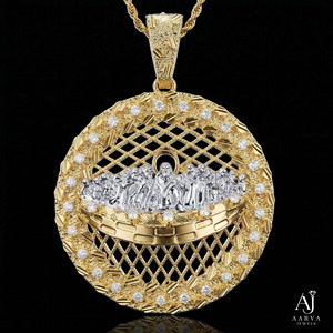 Collier pendentif disque Jésus chrétien plaqué or 18 carats avec incrustation de moissanite, chaîne à maillons ronds en maille, bijoux unisexe hip-hop pour soirée - Product Image 3