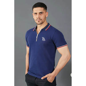 OEM ODM Hot Selling Men's Stylish <b>Zip</b> <b>Up</b> <b>Polo</b> Shirts Rib Neck Collar Half Sleeves Men's Customized <b>Polo</b> Shirts For Men - Product Image 5