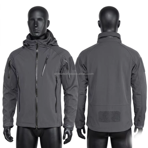<b>Men's</b> Hooded Fleece <b>Jacket</b> Windproof Solid Color Zipper Closure Outdoor Casual Wear Autumn Season Polyester Material - Product Image 6