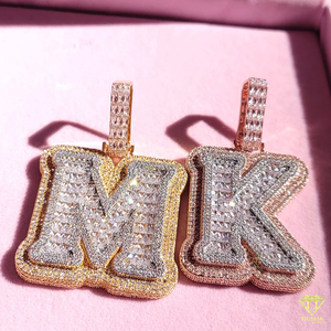 Pendentif personnalisé « M K » avec diamants de laboratoire, collier hip-hop de luxe, chaîne de bijoux scintillante - Product Image 4