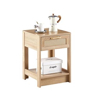 Tavolino Moderno in Rattan da 40 cm con Cassetto, Comodino o Tavolino Laterale per Camera da Letto o Soggiorno, Finitura Naturale - Product Image 5