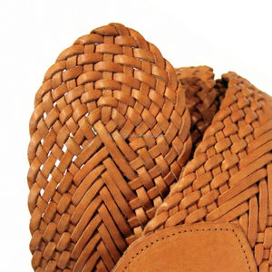 Ceinture de luxe tressée en cuir véritable beige vintage de 50 mm de large pour femme, ceinture habillée tendance, logo personnalisé, vente en gros - Product Image 5