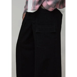 Pantalones Cargo Negros para Hombre, Corte Holgado, Estilo Urbano, Mezclilla de Algodón, Color Sólido, para Otoño - Product Image 2