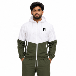 Sweat-shirts à capuche coupe-vent pour hommes, survêtement color block, sweats à capuche zippés avec logo, vêtements décontractés d'hiver, coupe régulière, vente en gros - Product Image 1