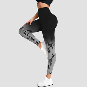 Women Gradient Tie Dye <b>Seamless</b> <b>Leggings</b> High Waist Push Up Ombre Yoga Gym Fitness Pants Ankle Length Sportswear OEM ODM Wholesa - Product Image 4