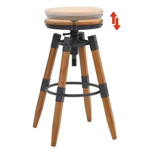 Ensemble de 2 tabourets de bar en bois de sapin massif et acier, finition bois naturel - Product Image 3