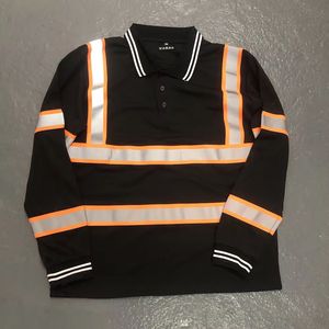 Chemise de travail réfléchissante à manches longues noire et orange pour la construction et la sécurité, design tendance - Product Image 1